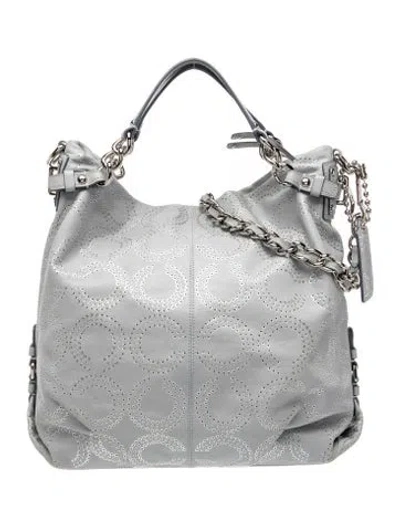 Pre-owned Coach Leather Shoulder Bag In Silver