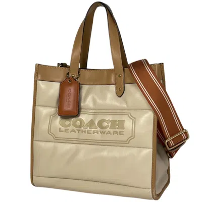 Pre-owned Coach Leather Shoulder Bag Tote Bag () In Sand