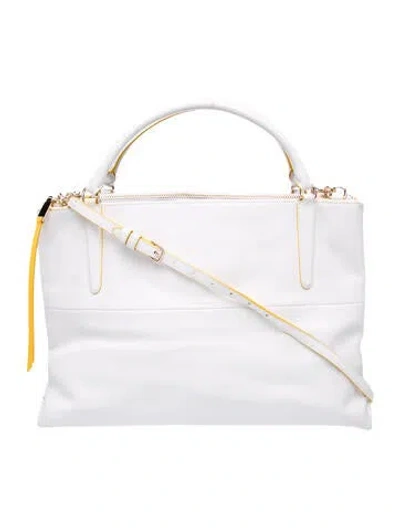 Pre-owned Coach Leather Shoulder Bag In White