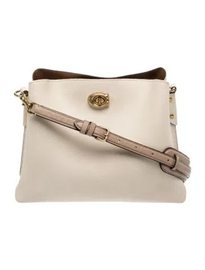 Pre-owned Coach Leather Shoulder Bag In White