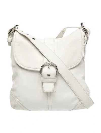 Pre-owned Coach Leather Shoulder Bag In White