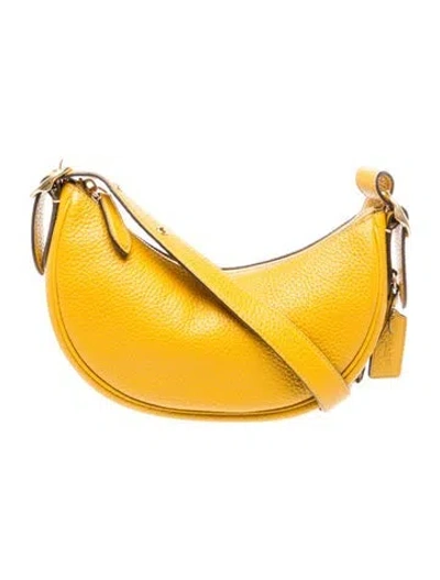 Pre-owned Coach Leather Shoulder Bag In Yellow