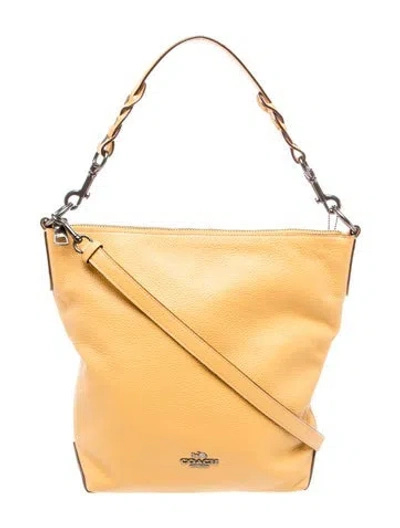 Pre-owned Coach Leather Shoulder Bag In Yellow
