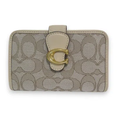 Pre-owned Coach Leather Signature Line Wallet (bi-fold) () In Beige
