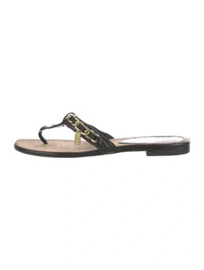 Pre-owned Coach Leather Slides In Black
