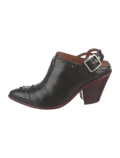 Pre-owned Coach Leather Studded Accents Boots In Black