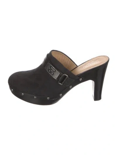 Pre-owned Coach Leather Studded Accents Mules In Black