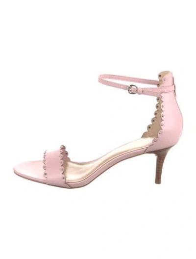 Pre-owned Coach Leather Studded Accents Sandals In Pink