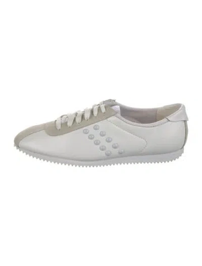 Pre-owned Coach Leather Studded Accents Sneakers In White