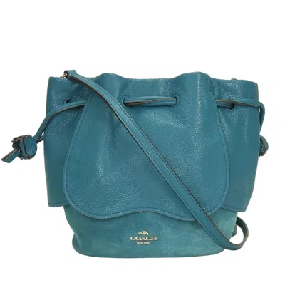 Coach Leather Suede Shoulder Bag In Blue