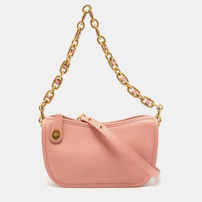 Coach Leather Swinger Crossbody Bag In Pink