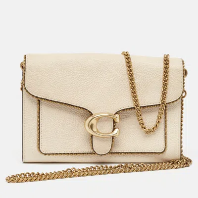 Coach Leather Tabby Chain Shoulder Bag In Beige