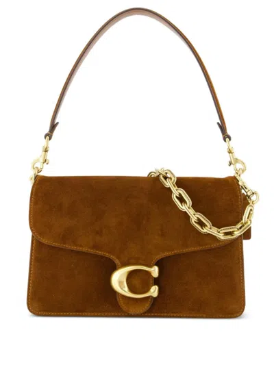 Coach Tabby Chain Suede Leather Shoulder Bag In Brown