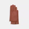 Coach Leather Tech Gloves In Brown