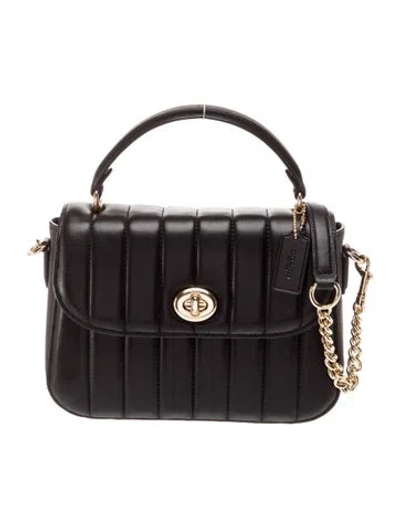 Pre-owned Coach Leather Top Handle Bag In Black