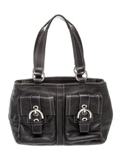 Pre-owned Coach Leather Top Handle Bag In Black