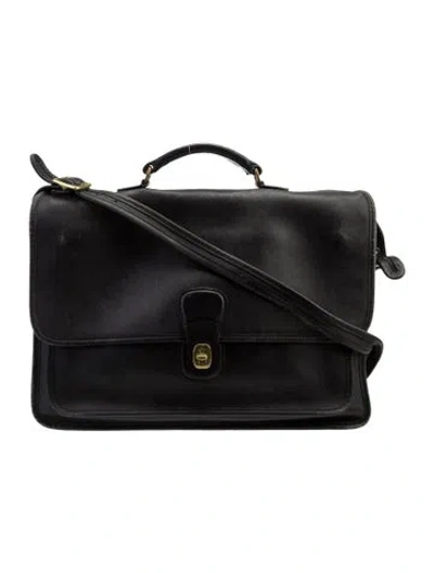 Pre-owned Coach Leather Top Handle Bag In Black