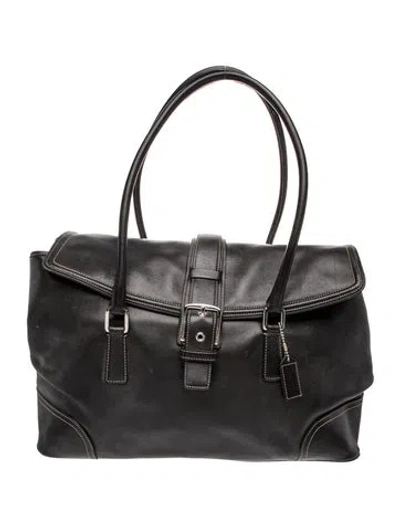 Pre-owned Coach Leather Top Handle Bag In Black