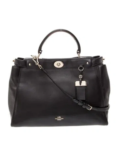 Pre-owned Coach Leather Top Handle Bag In Black
