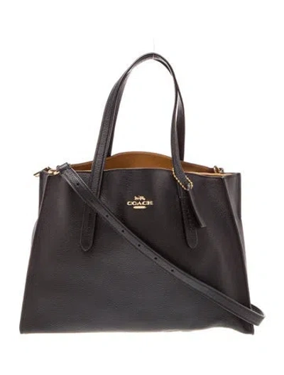 Pre-owned Coach Leather Top Handle Bag In Black