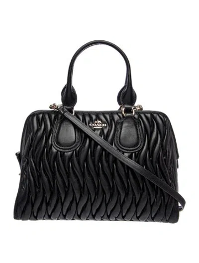 Pre-owned Coach Leather Top Handle Bag In Black