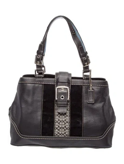 Pre-owned Coach Leather Top Handle Bag In Black