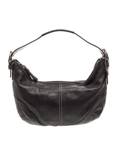 Pre-owned Coach Leather Top Handle Bag In Black