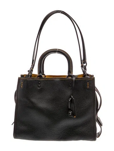 Pre-owned Coach Leather Top Handle Bag In Black