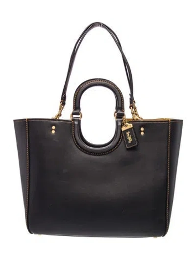 Pre-owned Coach Leather Top Handle Bag In Black