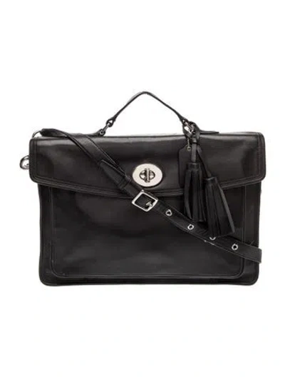 Pre-owned Coach Leather Top Handle Bag In Black