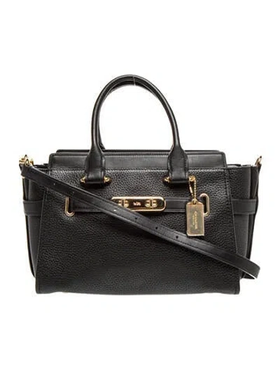 Pre-owned Coach Leather Top Handle Bag In Black