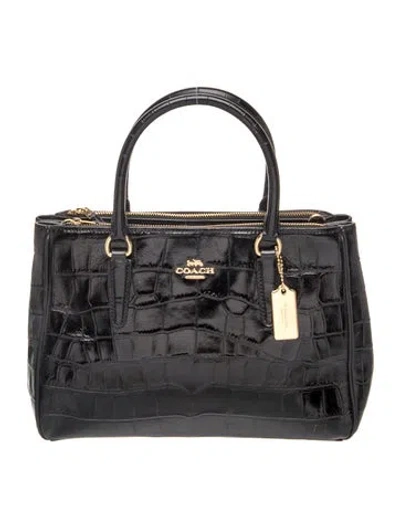 Pre-owned Coach Leather Top Handle Bag In Black