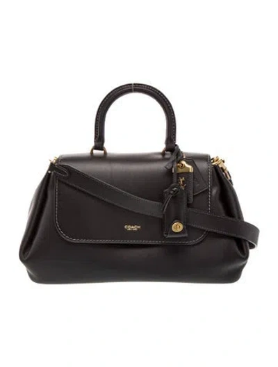 Pre-owned Coach Leather Top Handle Bag In Black