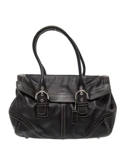 Pre-owned Coach Leather Top Handle Bag In Black