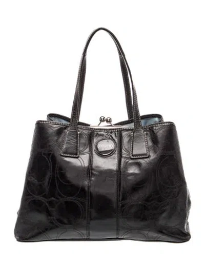 Pre-owned Coach Leather Top Handle Bag In Black