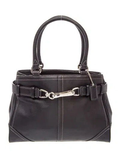 Pre-owned Coach Leather Top Handle Bag In Black