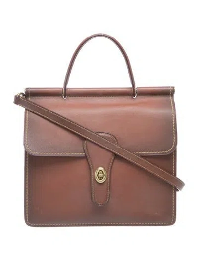 Pre-owned Coach Leather Top Handle Bag In Black/brown