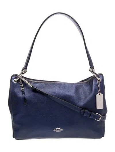 Pre-owned Coach Leather Top Handle Bag In Blue