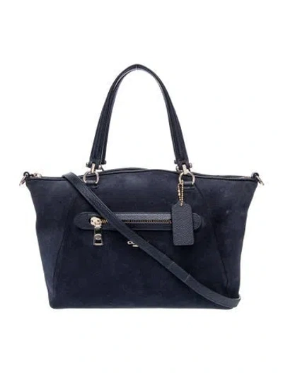 Pre-owned Coach Leather Top Handle Bag In Blue