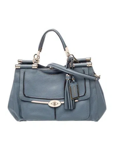 Pre-owned Coach Leather Top Handle Bag In Blue