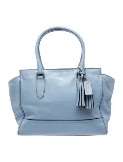 Pre-owned Coach Leather Top Handle Bag In Blue