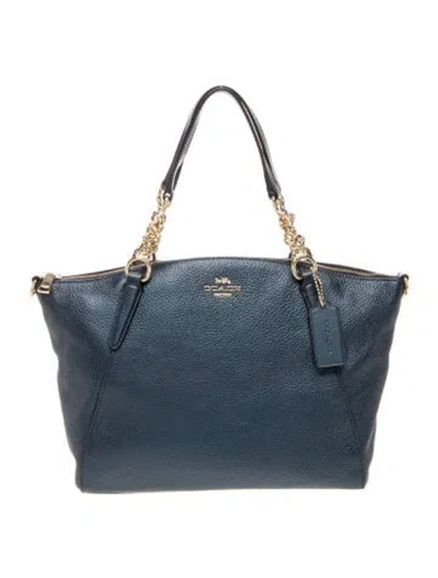 Pre-owned Coach Leather Top Handle Bag In Blue