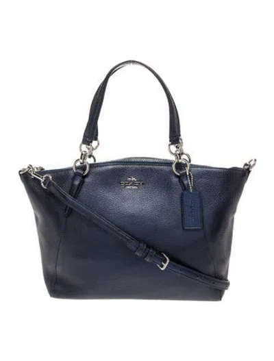 Pre-owned Coach Leather Top Handle Bag In Blue