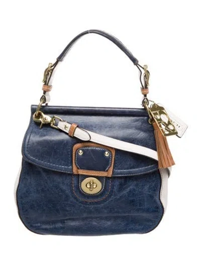 Pre-owned Coach Leather Top Handle Bag In Blue