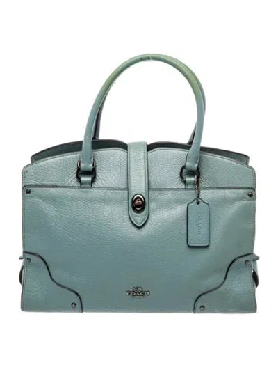 Pre-owned Coach Leather Top Handle Bag In Blue