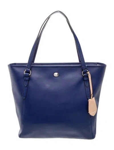 Pre-owned Coach Leather Top Handle Bag In Blue