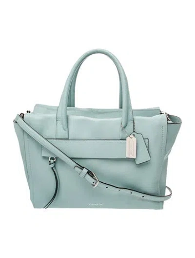 Pre-owned Coach Leather Top Handle Bag In Blue