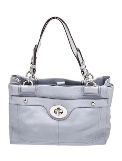 Pre-owned Coach Leather Top Handle Bag In Blue