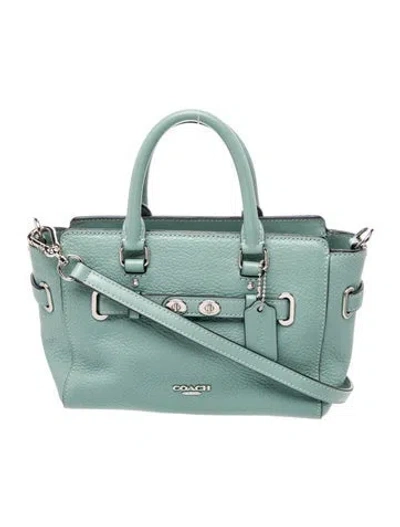 Pre-owned Coach Leather Top Handle Bag In Blue