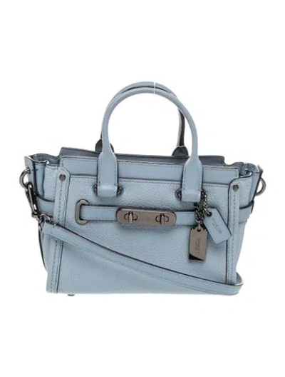 Pre-owned Coach Leather Top Handle Bag In Blue